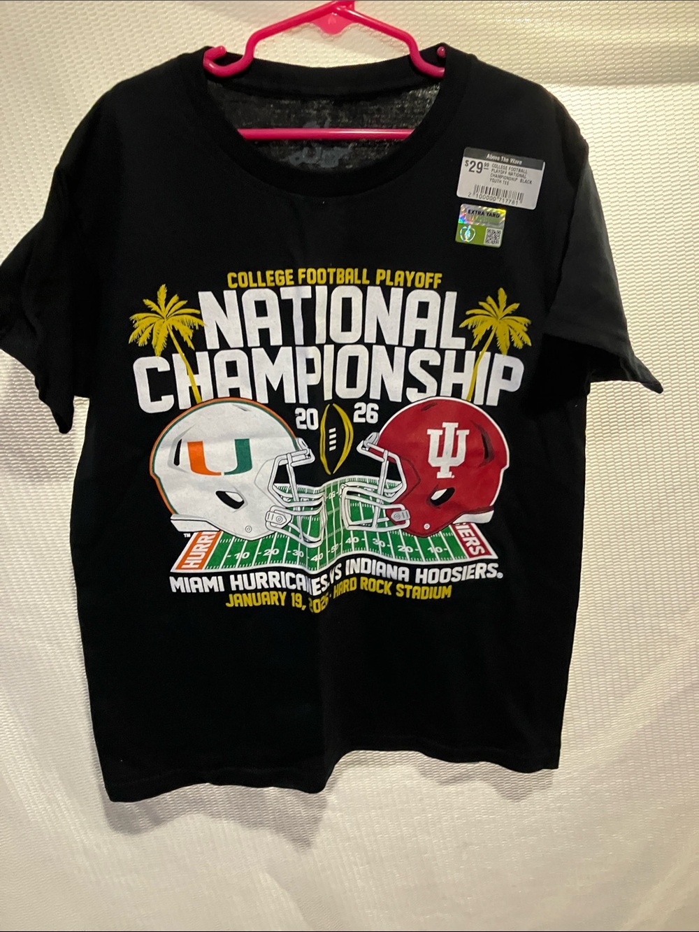 Blue 84 Black National Championship 2026 Kids Tee with Team Helmets